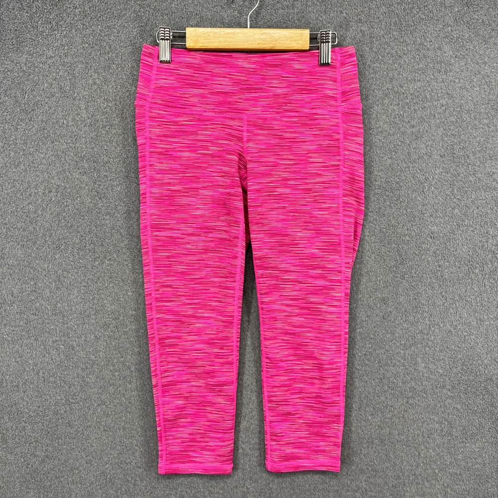 Athleta Capri Leggings Womens XS Pink Space Dye Mid Rise Activewear Yoga Pants
